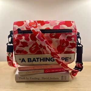 Bape Red and Pink Camouflage Crossbody Bag